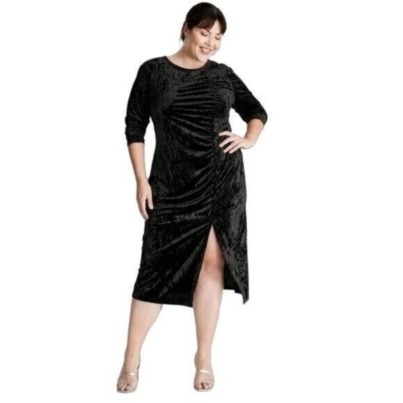 Kahlana Barfield Brown Future Collective  Black Velvet Dress 1X - Picture 1 of 13